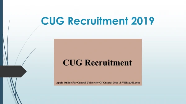 CUG Recruitment 2019: Apply Central University 72 Teaching Vacancies