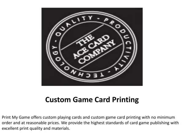 custom game card printing