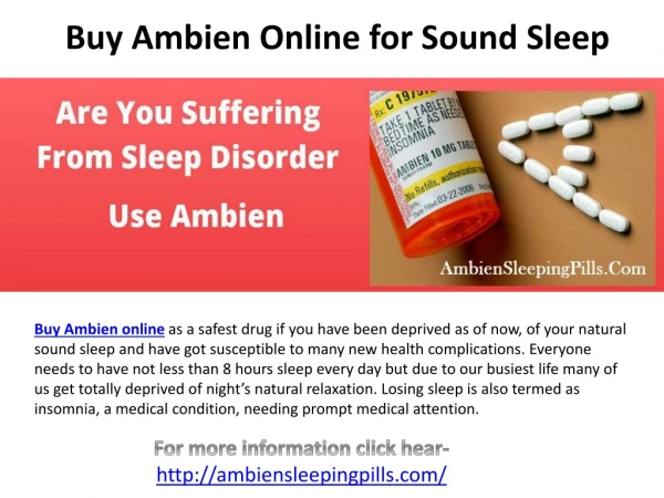 Buy Ambien Online for Sound Sleep