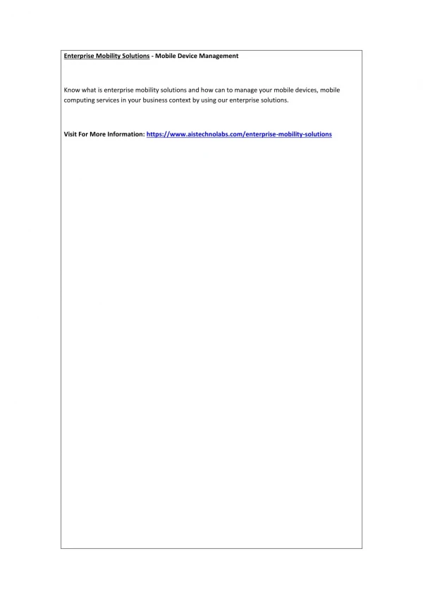 enterprise mobility solutions mobile device