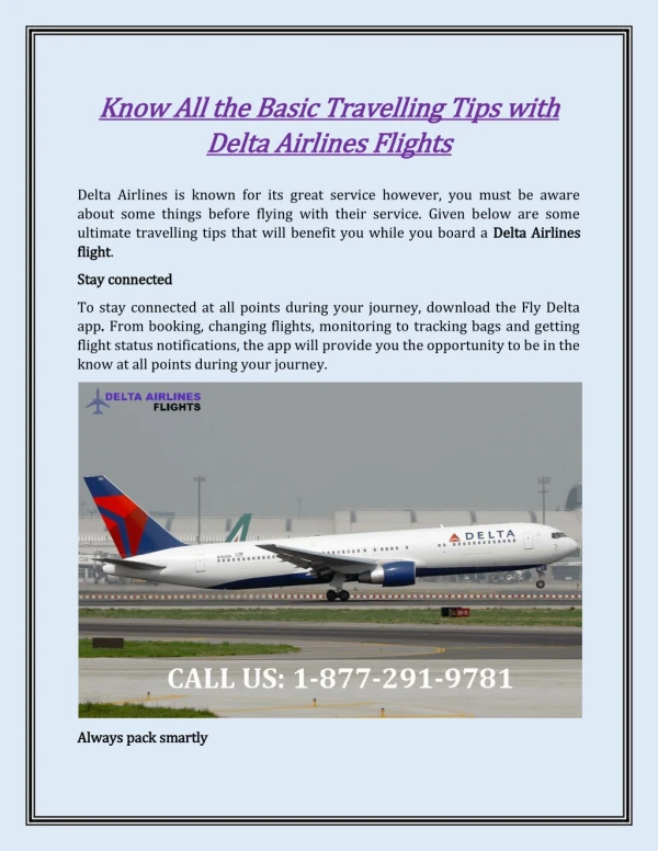 Know All the Basic Travelling Tips with Delta Airlines Flights