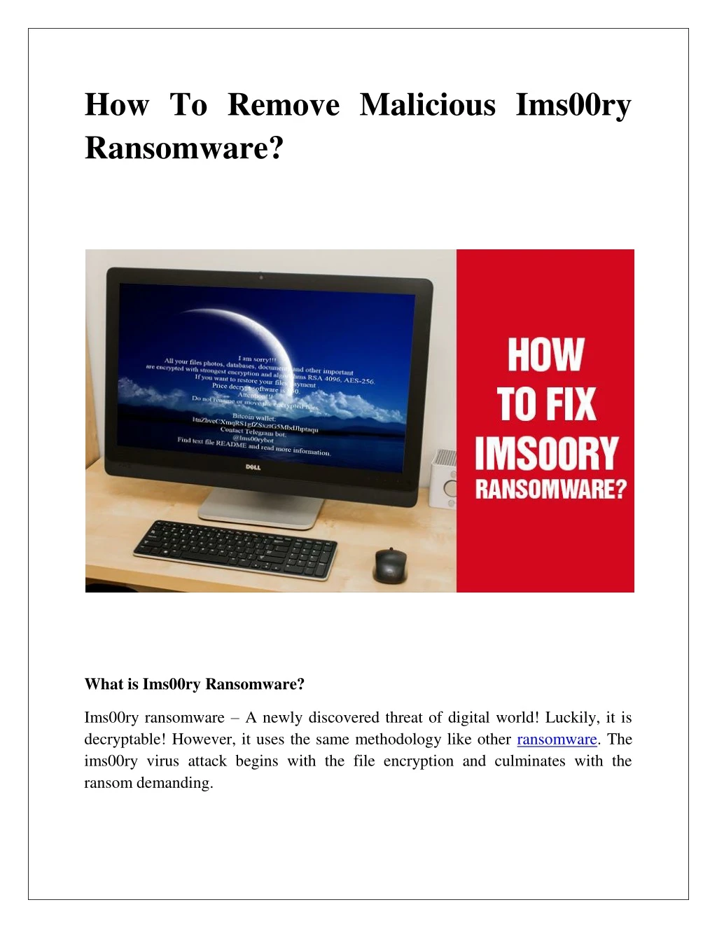 how to remove malicious ims00ry ransomware