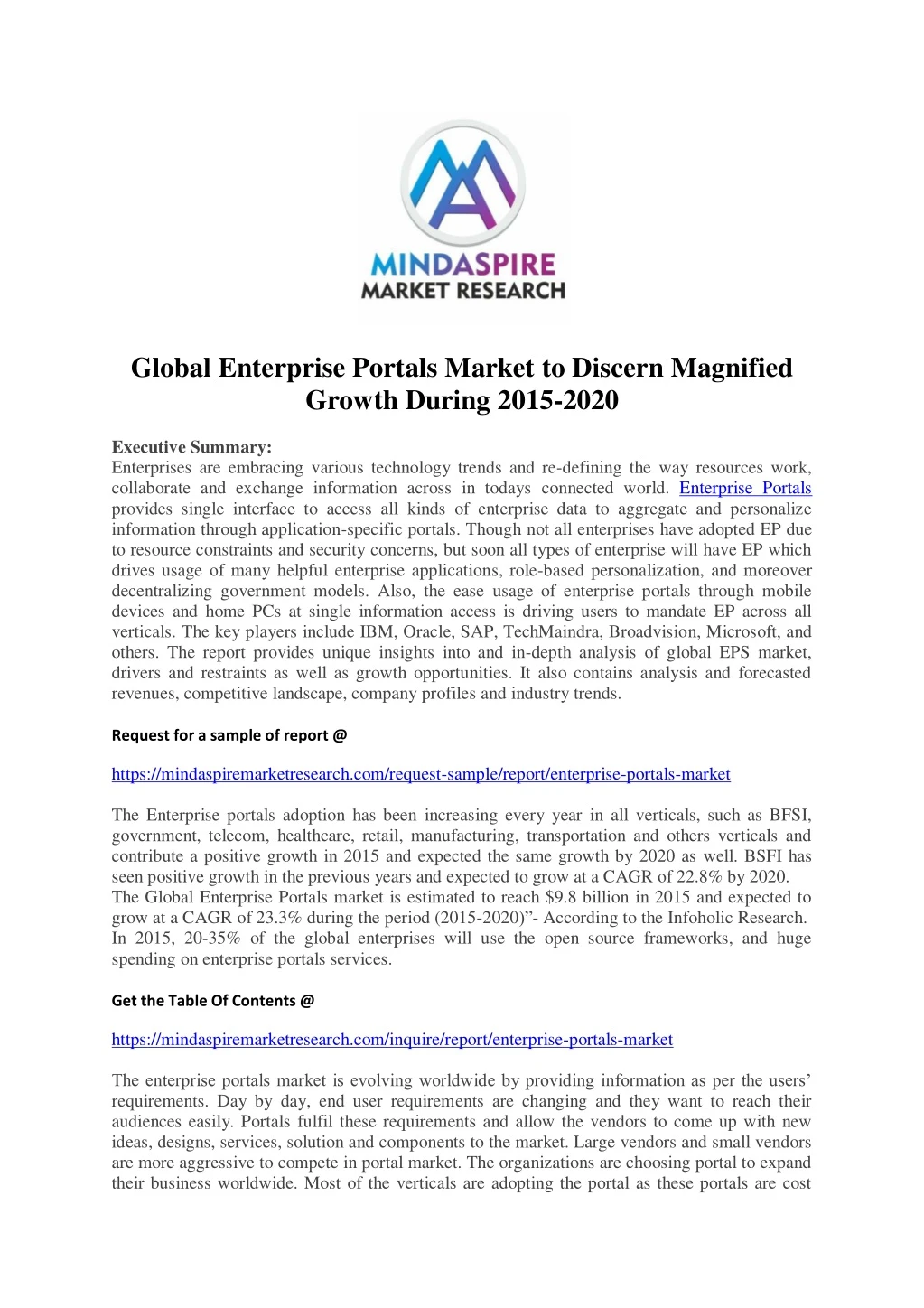 global enterprise portals market to discern