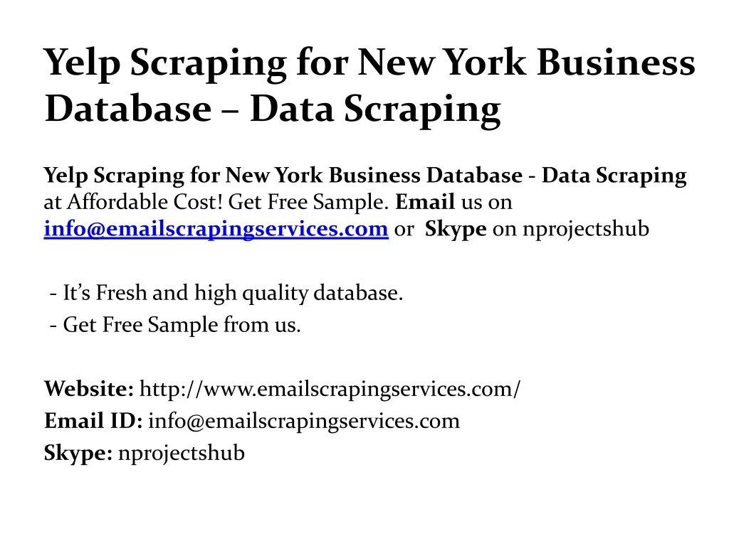 yelp scraping for new york business database data scraping