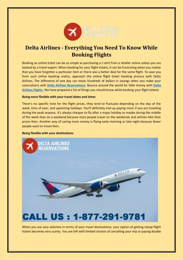 Delta Airlines - Everything You Need To Know While Booking Flights