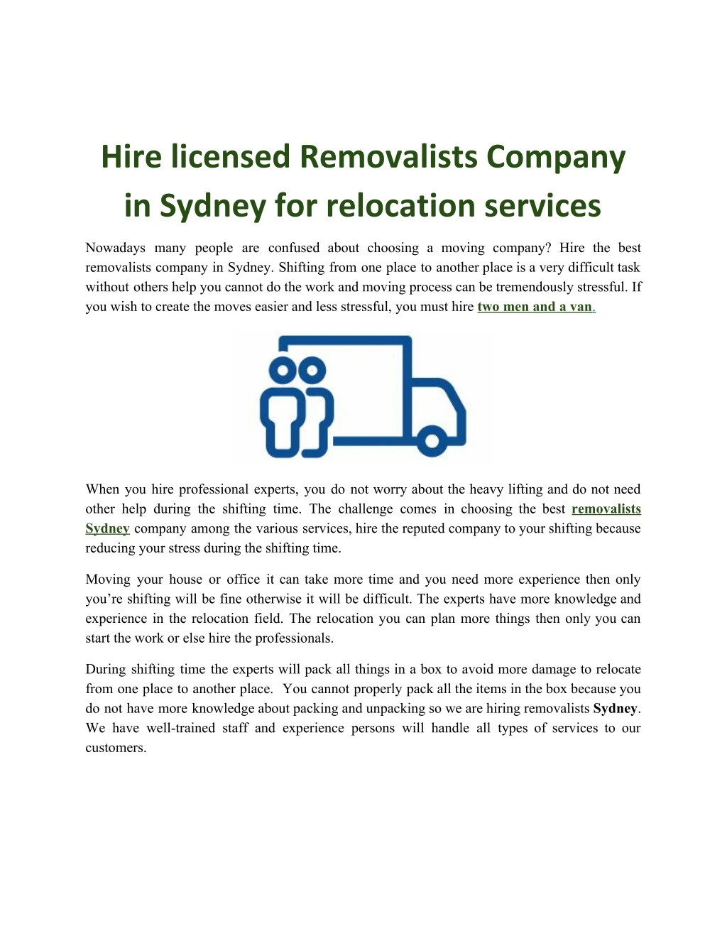 hire licensed removalists company in sydney