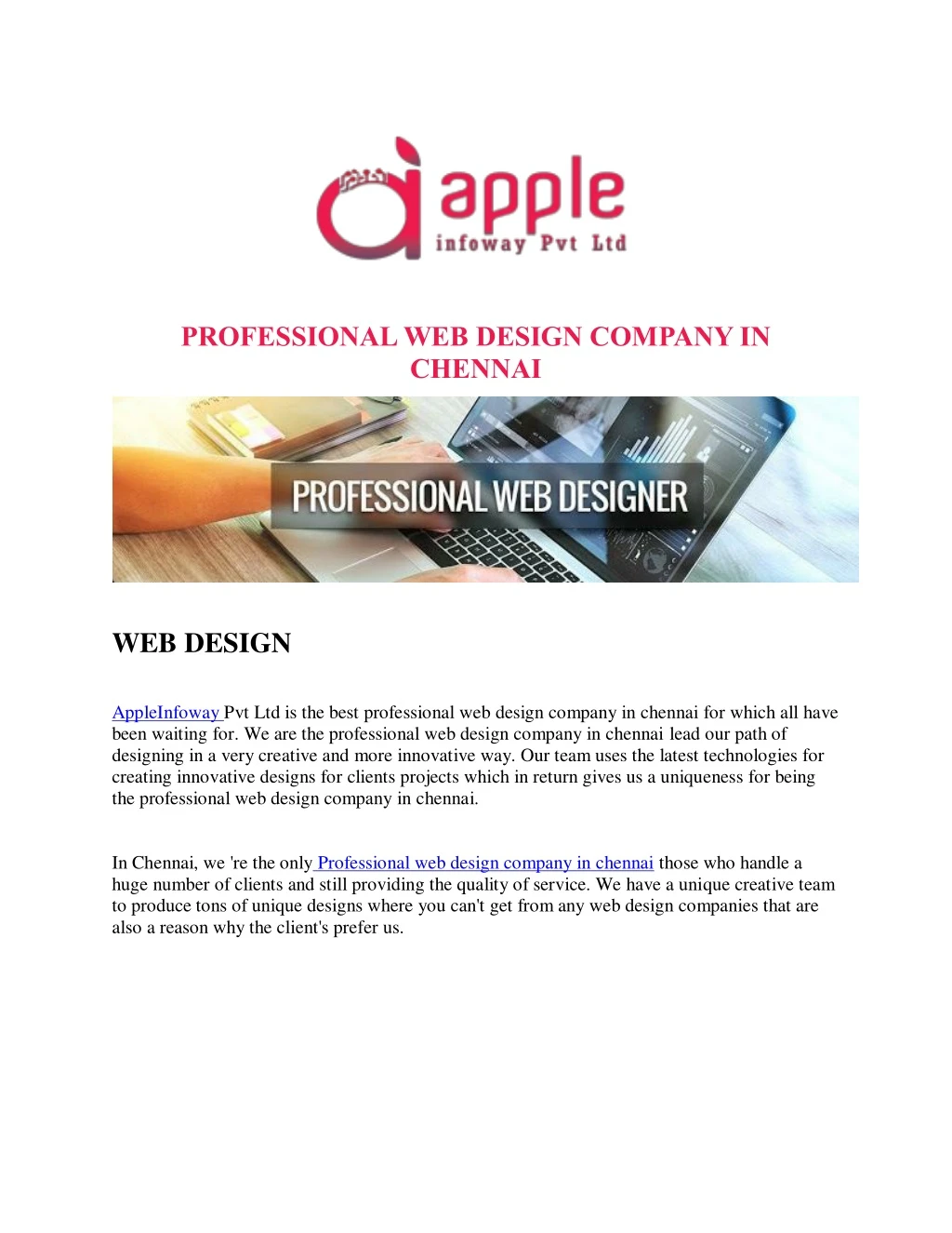 professional web design company in chennai