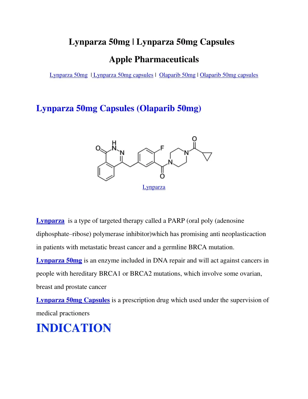 lynparza 50mg lynparza 50mg capsules