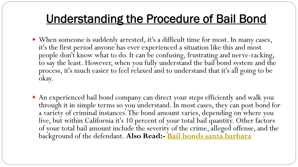 understanding the procedure of bail bond