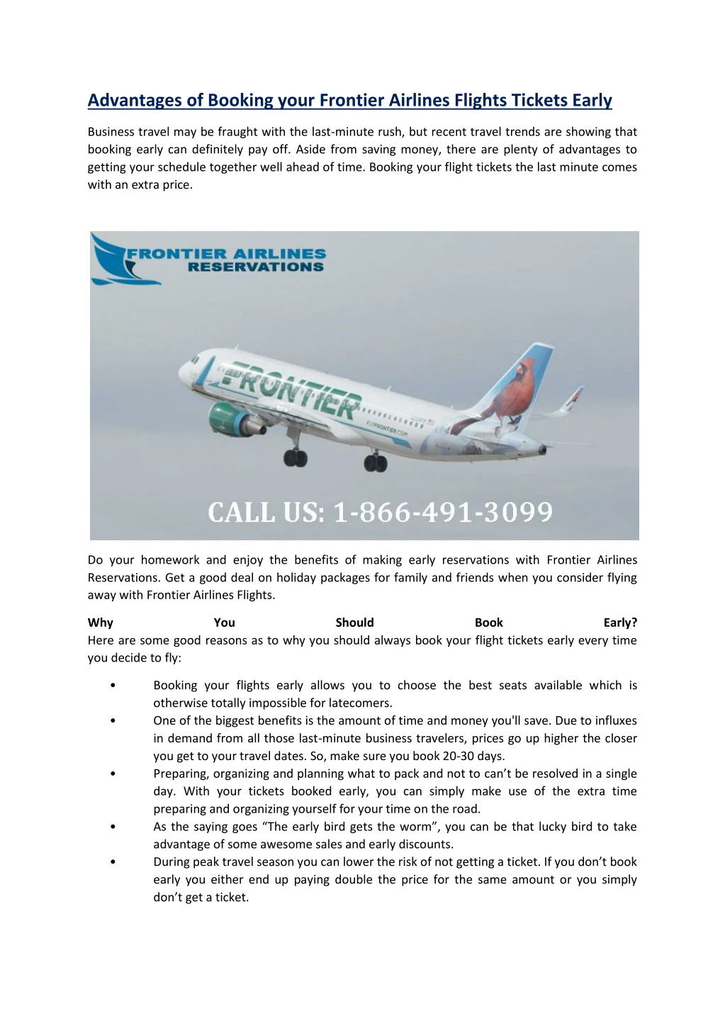 advantages of booking your frontier airlines