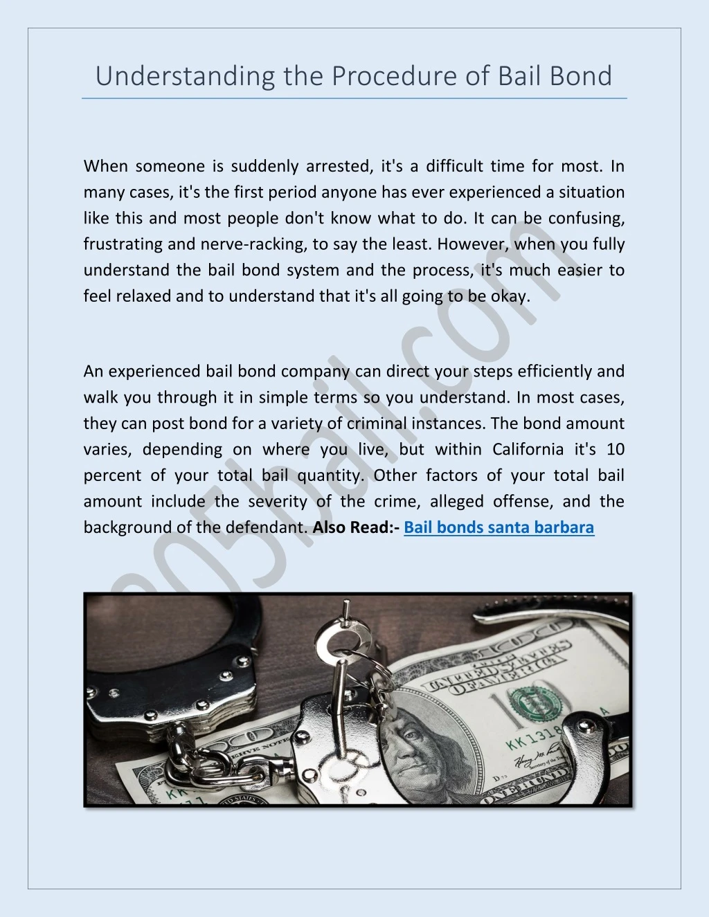 understanding the procedure of bail bond