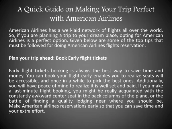 A Quick Guide on Making Your Trip Perfect with American Airlines