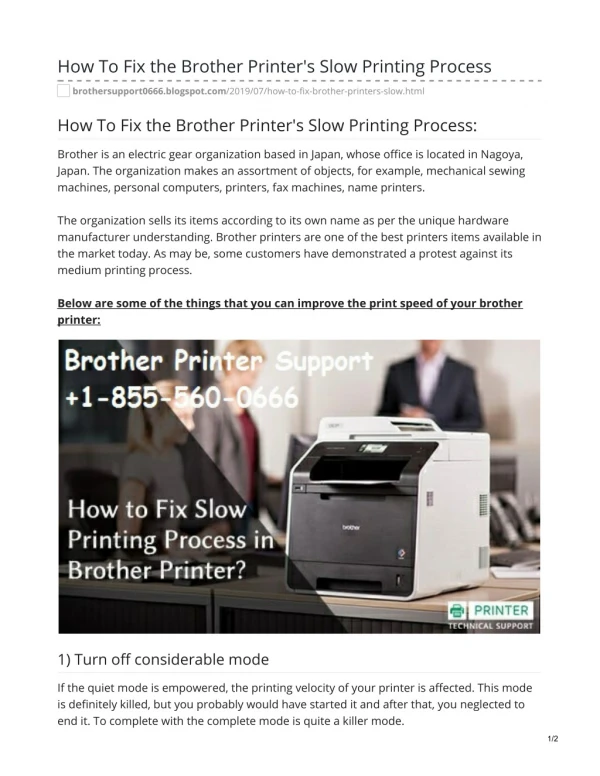 How To Fix the Brother Printer's Slow Printing Process
