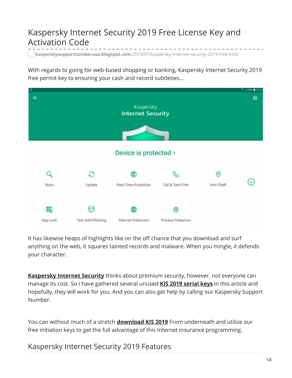 kaspersky internet security 2019 free license