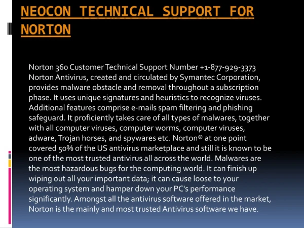 NEOCON Technical Support For Norton