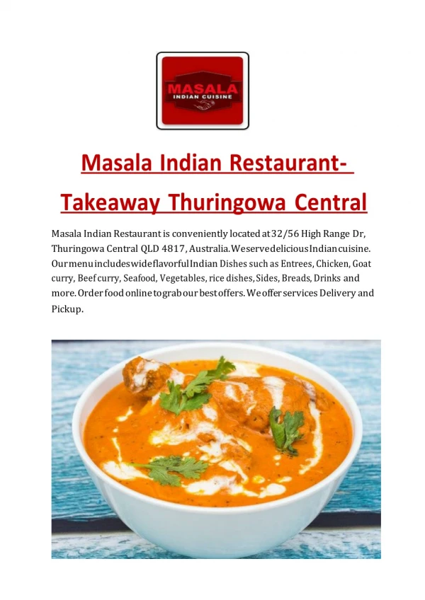 25% Off -Masala Indian Cuisine - Thuringowa Central