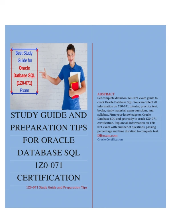 Study Guide and Preparation Tips for Oracle Database SQL 1Z0-071 Certification
