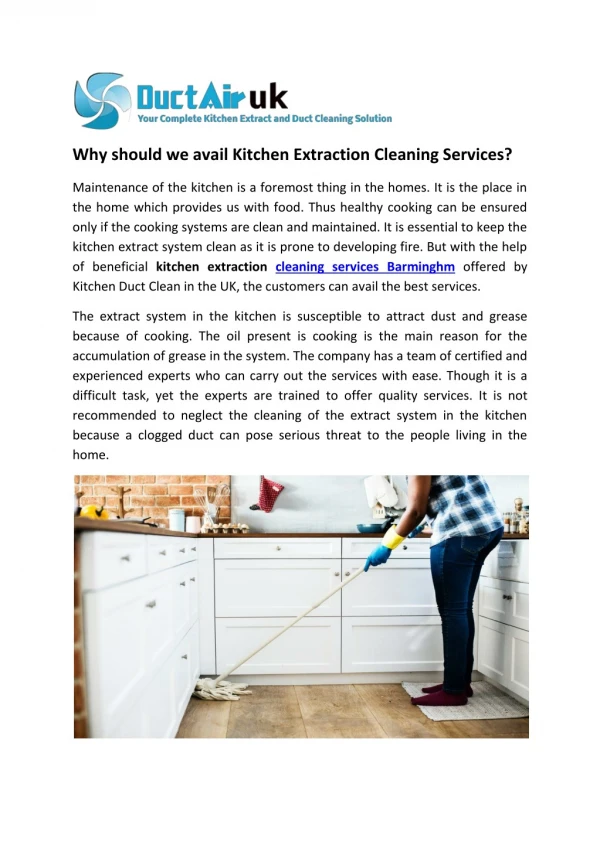 Why should we avail Kitchen Extraction Cleaning Services?