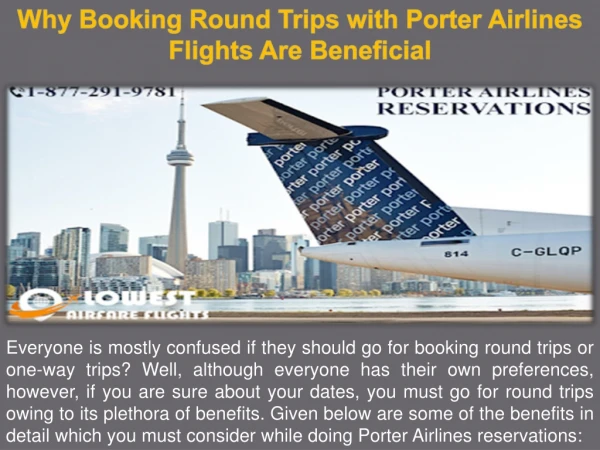 Why Booking Round Trips with Porter Airlines Flights Are Beneficial