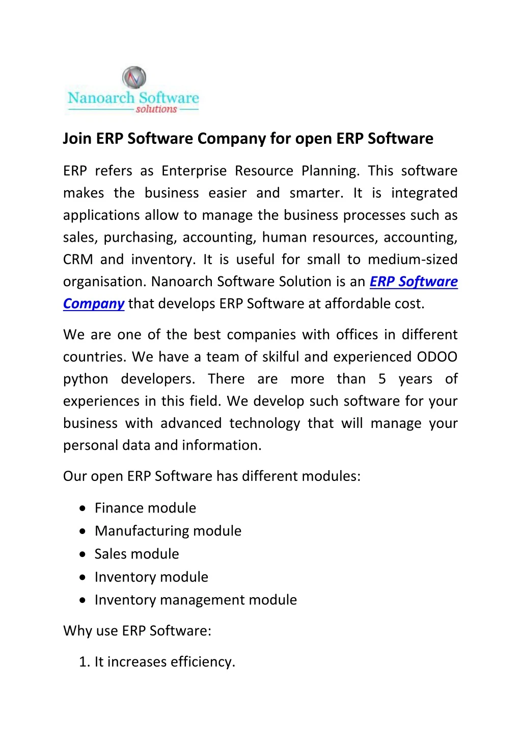 join erp software company for open erp software