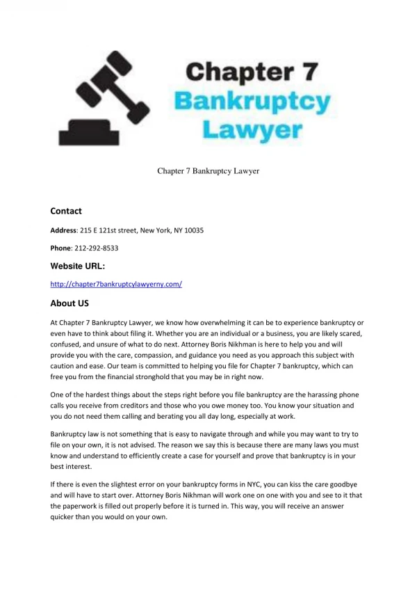 Chapter 7 Bankruptcy Lawyer