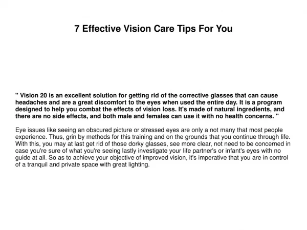 7 Effective Vision Care Tips For You