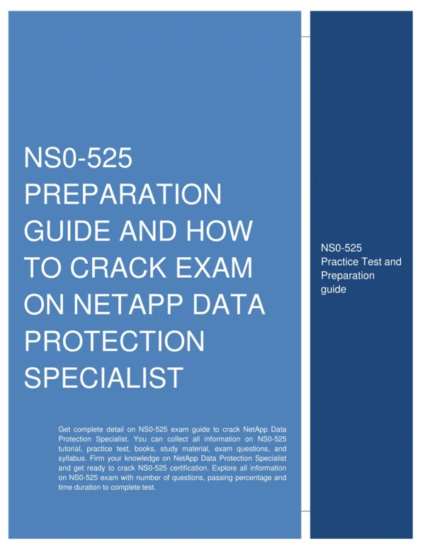 Study Guide | NetApp NS0-525 NCIE-DP Certification Exam