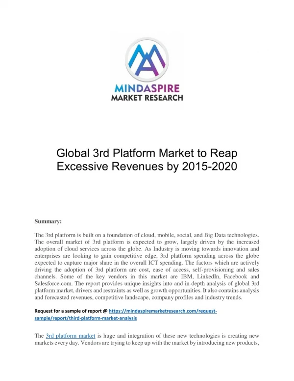 Global 3rd Platform Market to Reap Excessive Revenues by 2015-2020