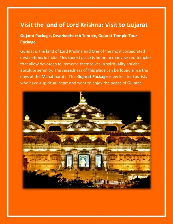 Visit the land of Lord Krishna: Visit to Gujarat