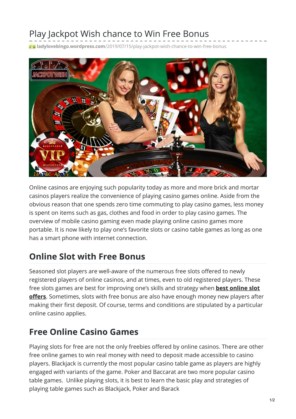 play jackpot wish chance to win free bonus