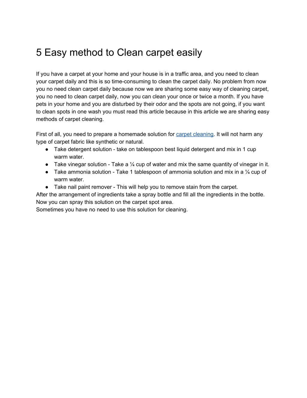 5 easy method to clean carpet easily