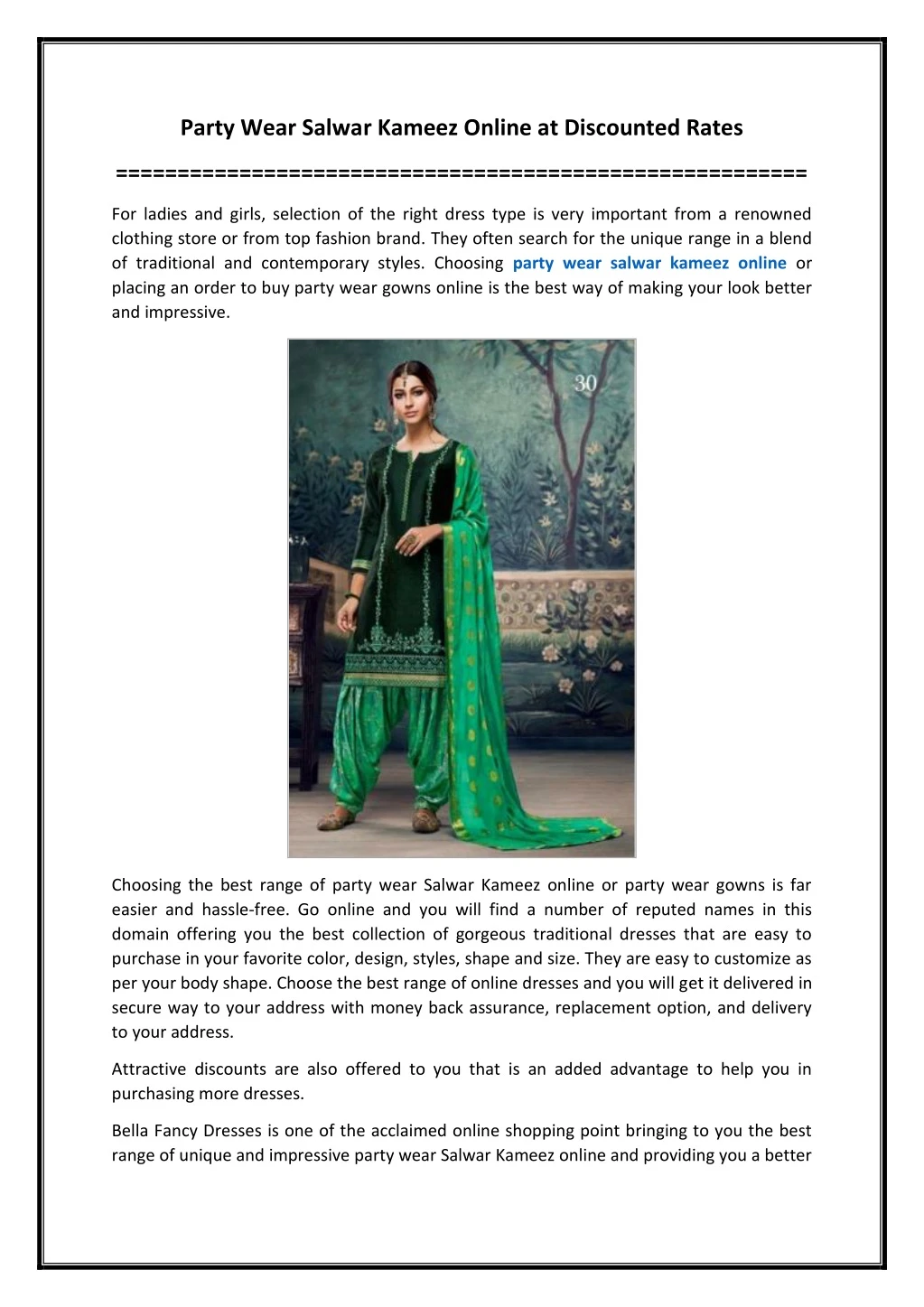 party wear salwar kameez online at discounted