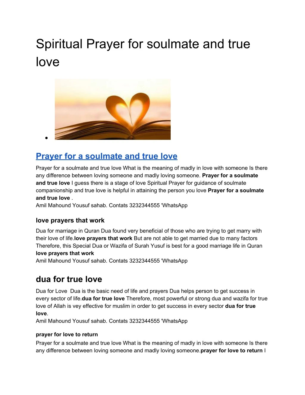 spiritual prayer for soulmate and true love