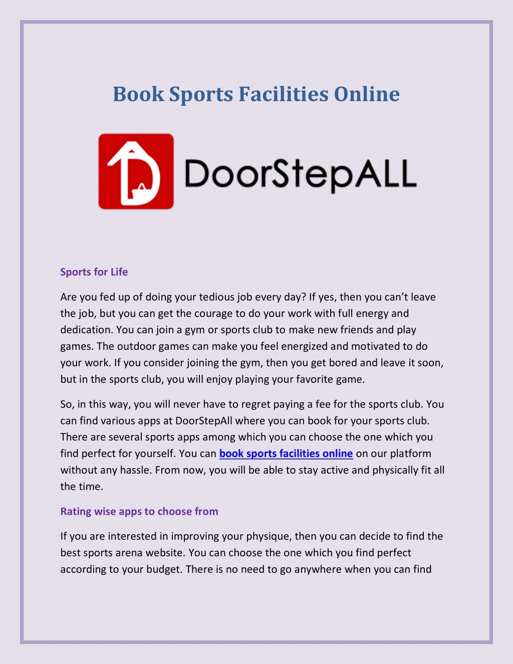 book sports facilities online
