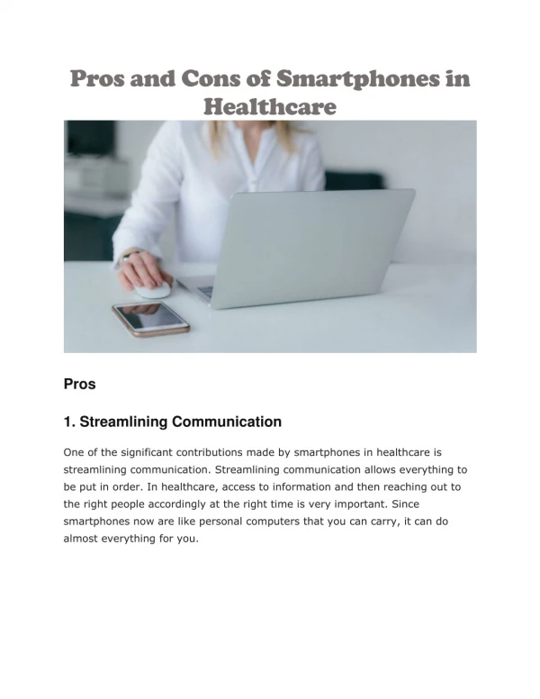 pros and cons of smartphones in healthcare