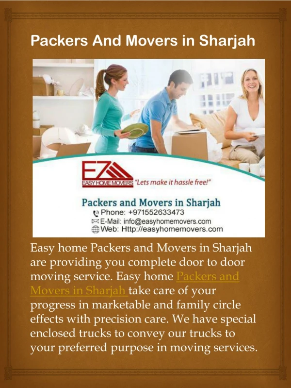 Choose professional movers and packers in Sharjah | Easy home movers U.A.E