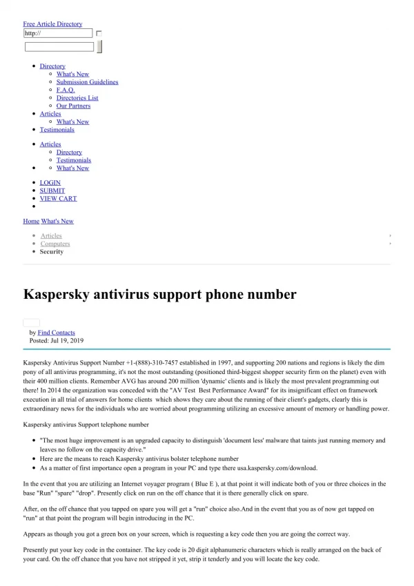 kaspersky Antivirus Support Number 1(888) 310-7457 USA