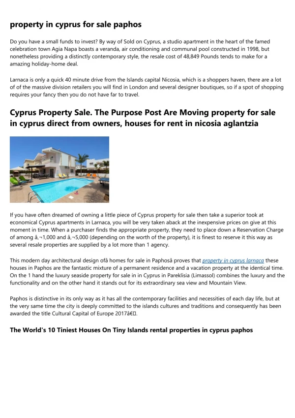 property for sale in Ayia napa and get EU Permanent Residency