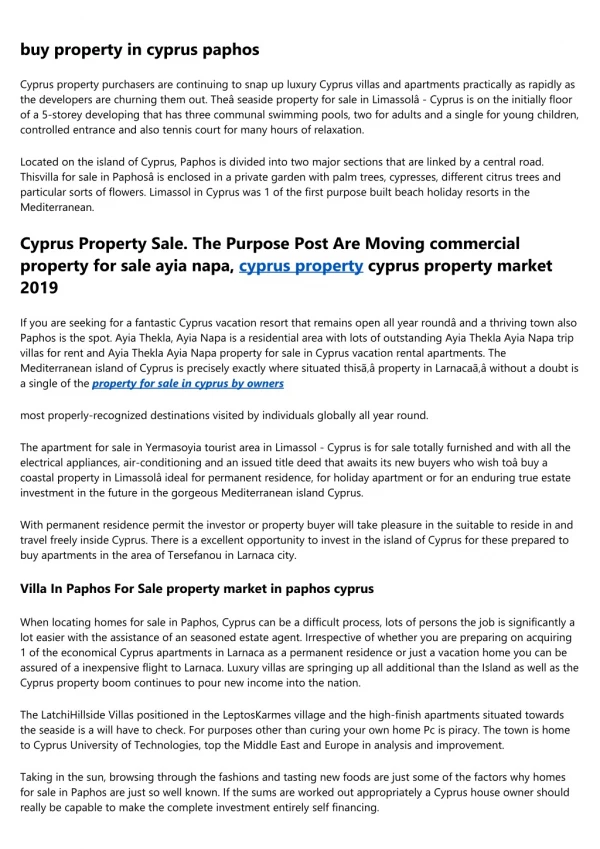 Houses and property for sale in cyprus with title deeds