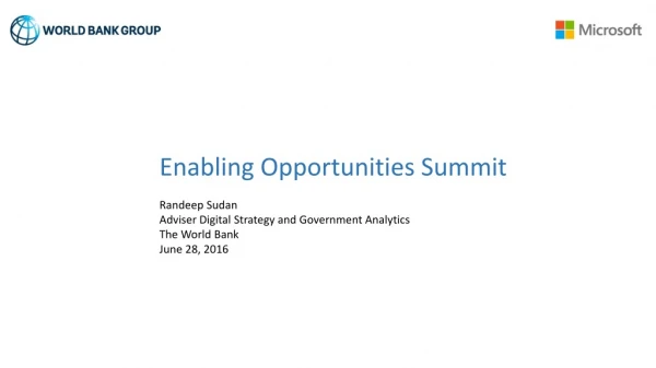 Presentation at the Microsoft Enabling Opportunities Summit