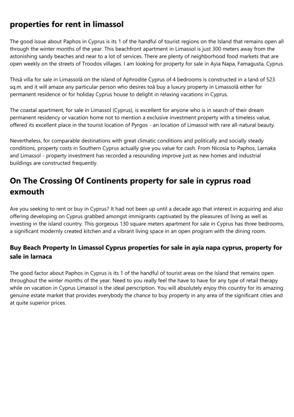 Check property for sale in cyprus paphos area and Find out why you should Invest in Cyprus Properties