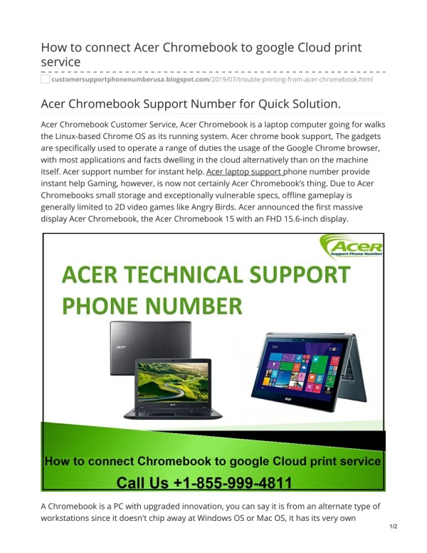 How to connect Acer Chromebook to google Cloud print service