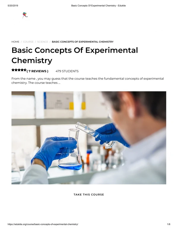 Basic Concepts Of Experimental Chemistry - Edukite