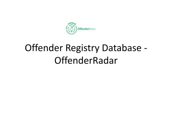 Offender Registry Database - OffenderRadar