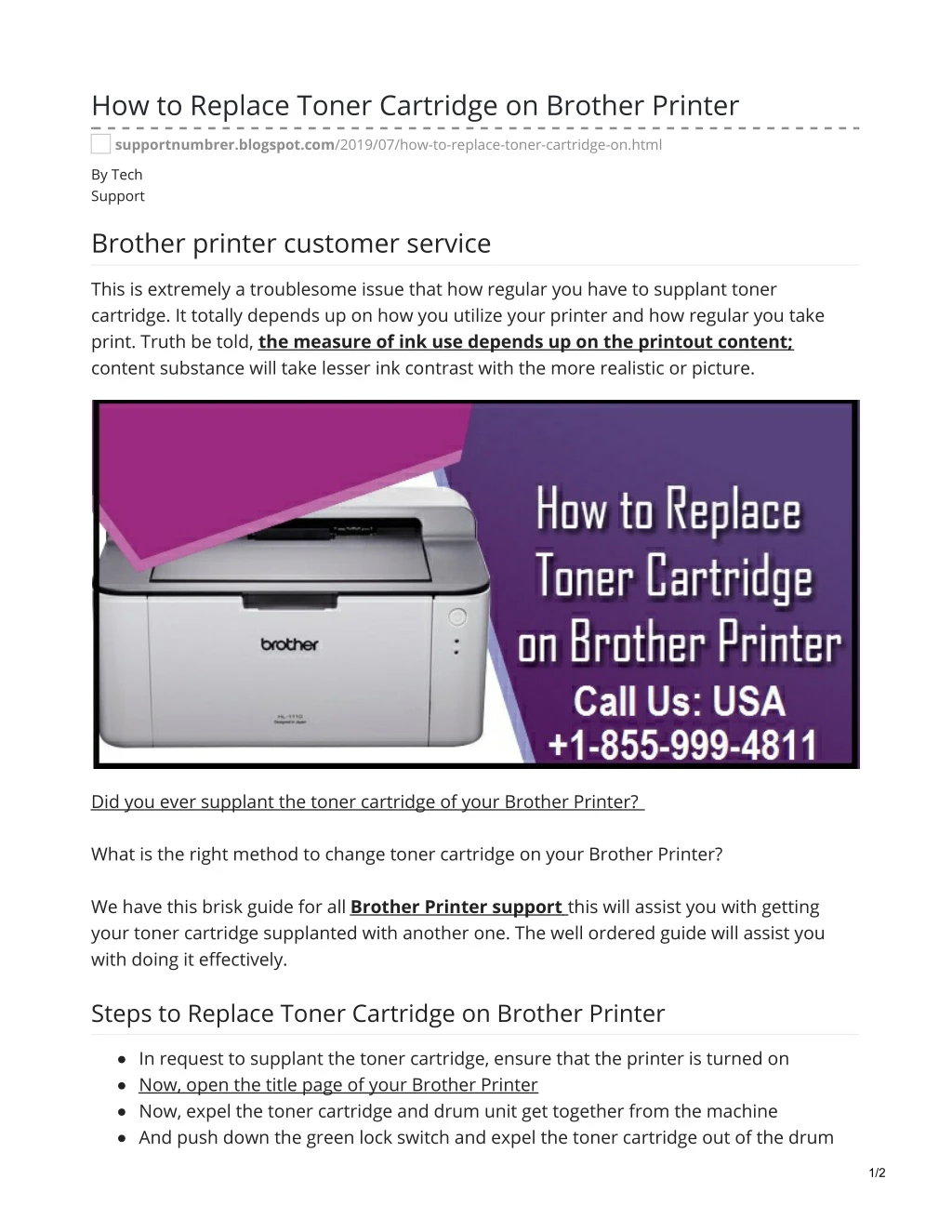 how to replace toner cartridge on brother printer