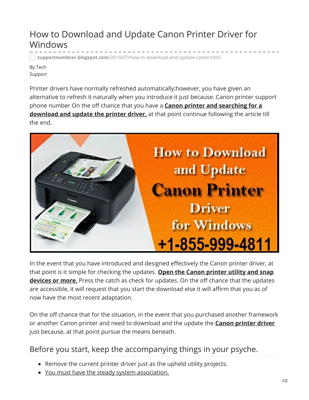 how to download and update canon printer driver