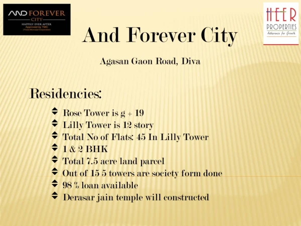 And Forever City New Launch At Agasan Village, Diva | Mumbai