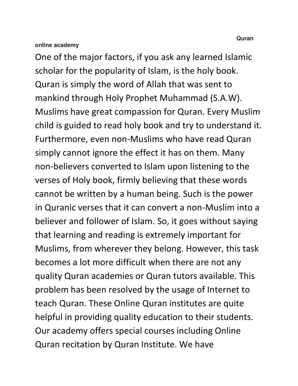 quran online academy one of the major factors