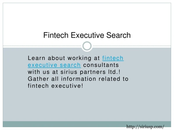 Fintech Executive Search