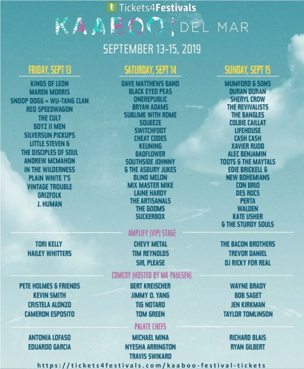 Kaaboo Del Mar Unleashes Its Daily Lineup for 2019